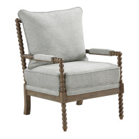 OSP Home Furnishings FLR-H14 Fletcher Spindle Chair in Smoke Fabric with Brush Charcoal Finish